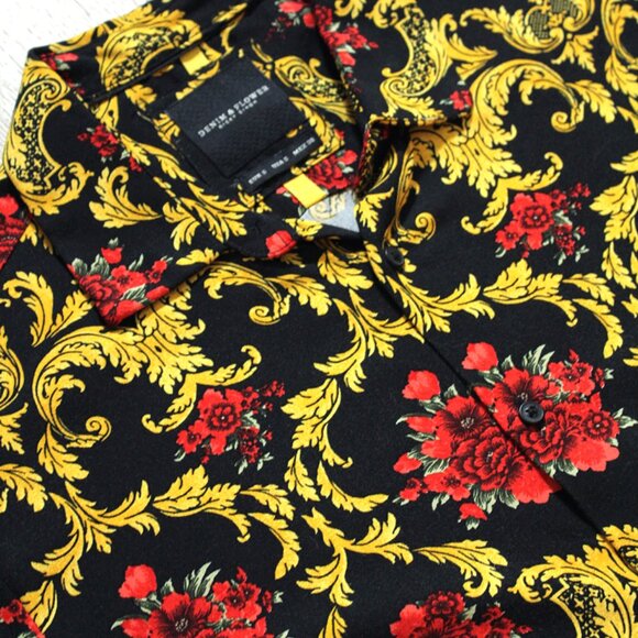 Denim & Flower Shirt Size Small - Picture 2 of 3